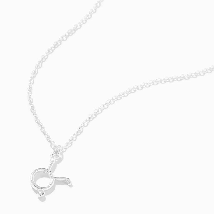 Silver Zodiac Embellished Pendant Necklace - Taurus,