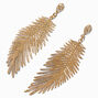 Gold-tone Filigree Feather 4&quot; Drop Earrings,