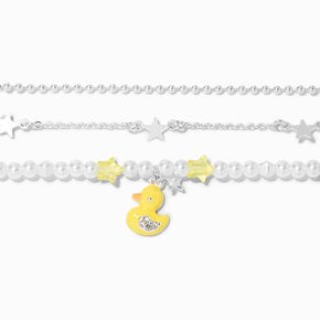 Silver Beaded Rubber Ducky Star Bracelet Set &#40;3 Pack&#41;,