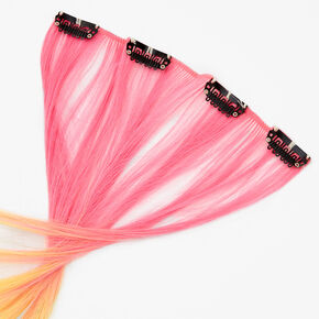 Rainbow Ombre Faux Hair Clip In Extensions - 4 Pack,
