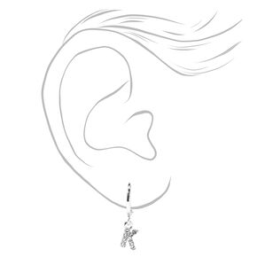 Silver Initial Earring Stackables Set &#40;3 Pack, K&#41;,