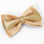 Gold Glitter Velvet Hair Bow Clip - Tan,