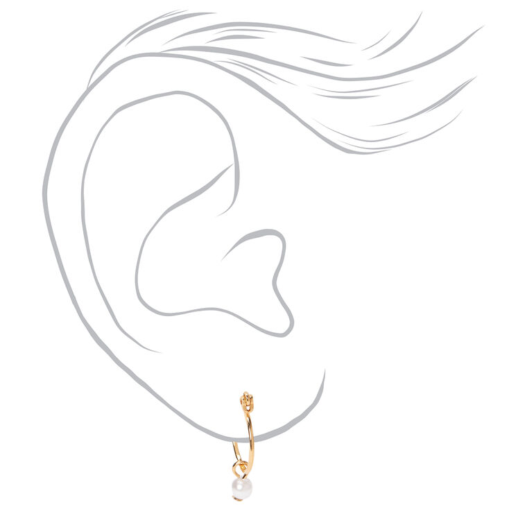 18kt Gold Plated Heart Pearl Stud &amp; Hoop Earrings - 2 Pack,