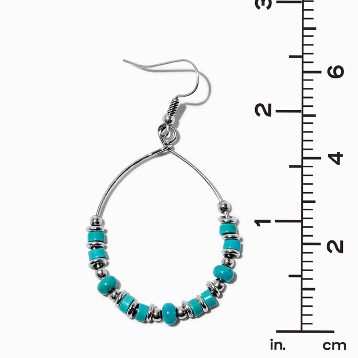 Turquoise Beaded Silver-tone 2&quot; Drop Earrings ,