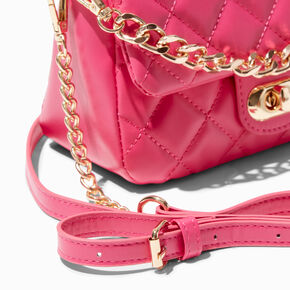 Quilted Pink Dual Strap Crossbody Bag,