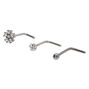 Silver Cubic Zirconia 20G Crystal Flower Nose Studs - 3 Pack,