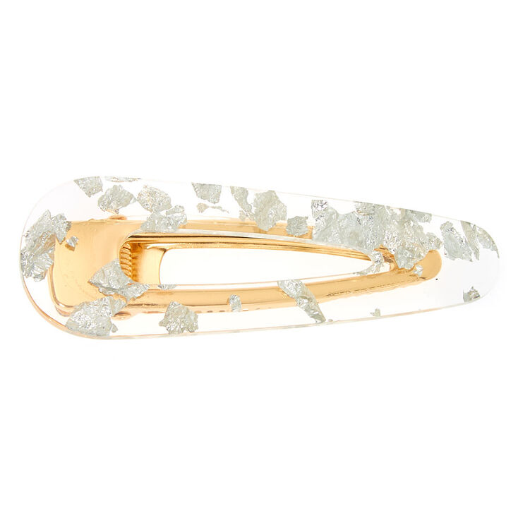 Gold Foil Jumbo Hair Clip - Silver,