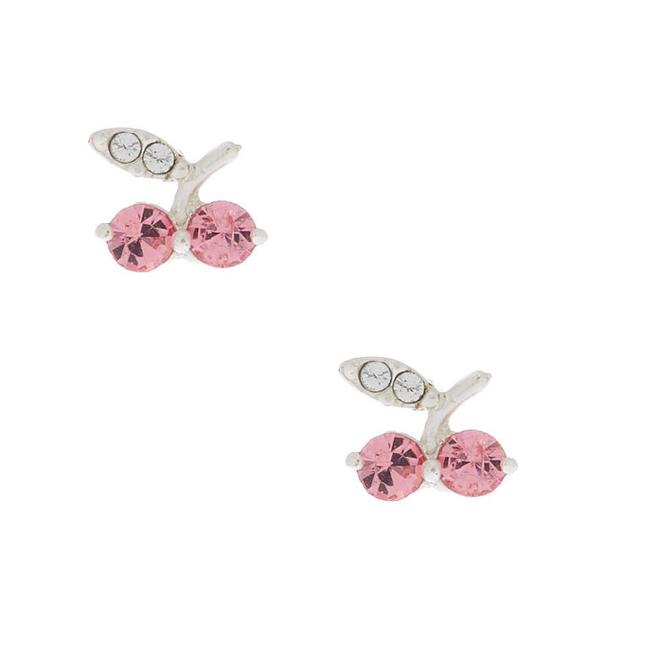 Sterling Silver Cherry Stud Earrings,
