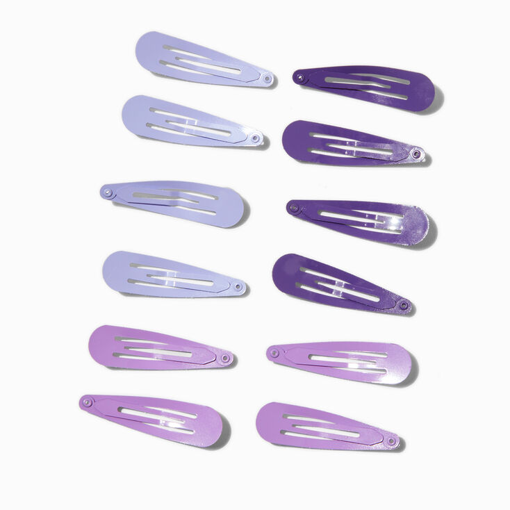 Mixed Purple Glitter Snap Clips - 12 Pack,