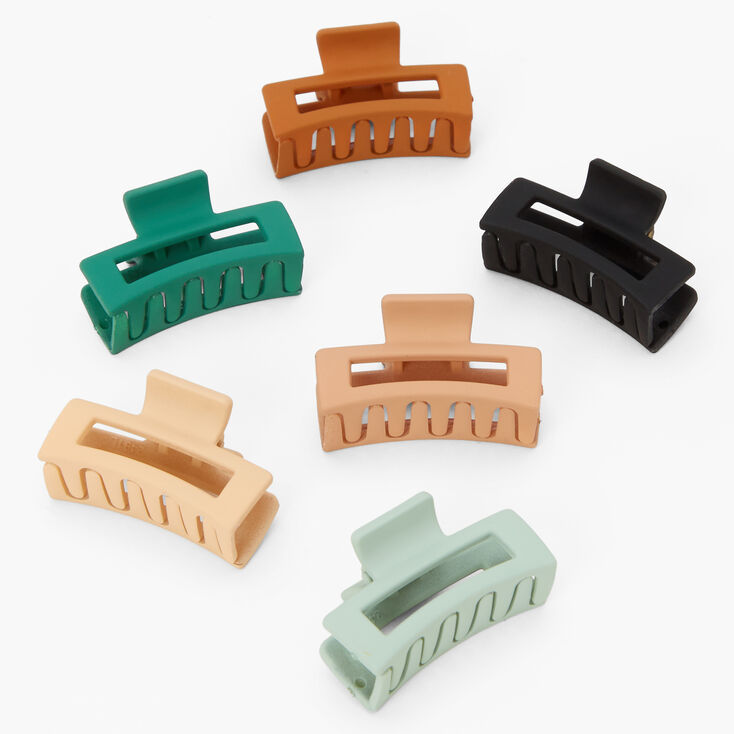 Matte Muted Rectangle Hair Claws - 6 Pack,