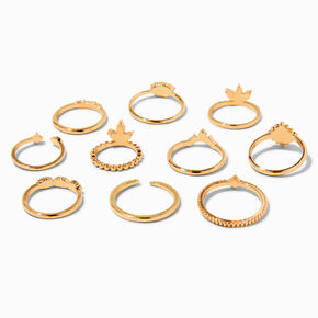 Gold Opal Vintage Mixed Ring Set - 10 Pack,