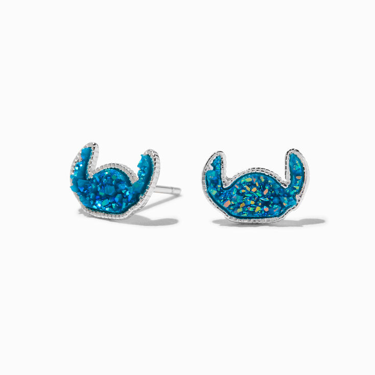 Disney Stitch Sterling Silver Druzy Stud Earrings,