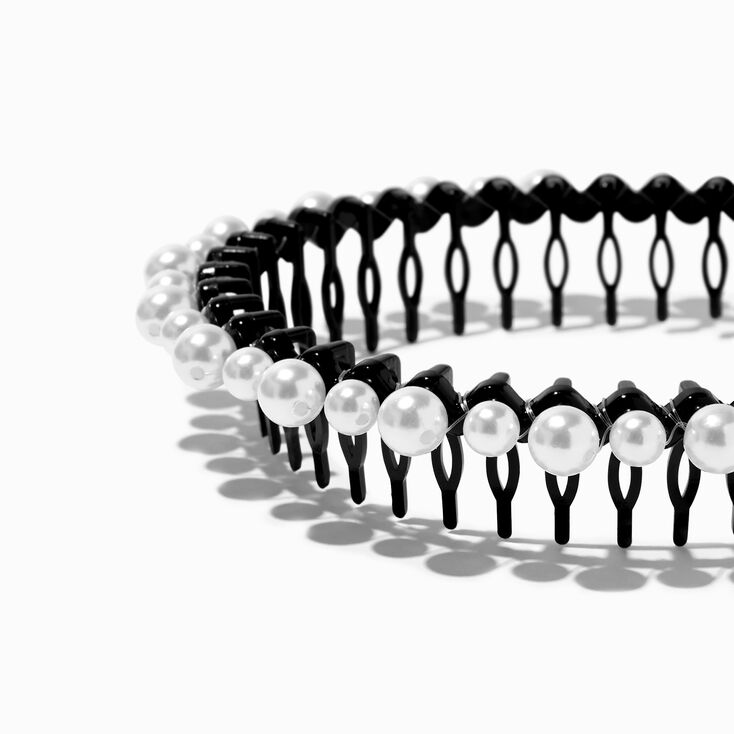 White Pearl Black Spiked Headband,