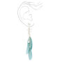 Silver 4&quot; Star Feather Drop Earrings - Blue,