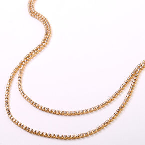 Gold Rhinestone Long Necklaces - 2 Pack,