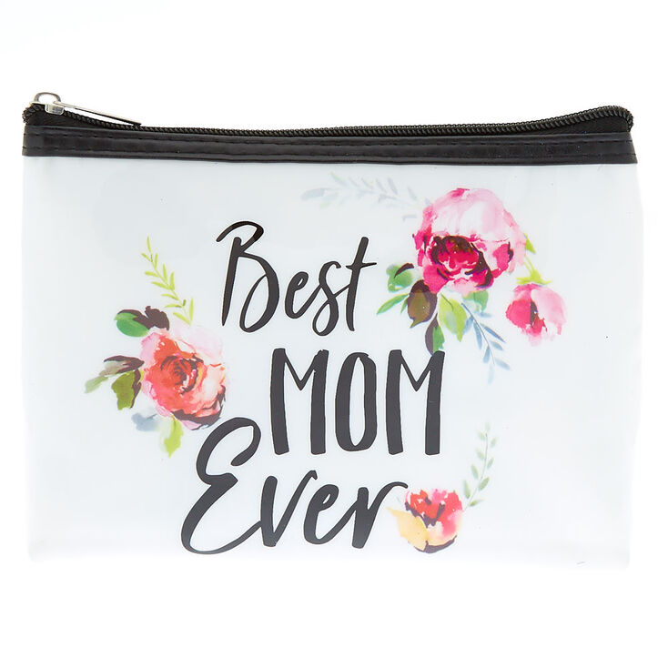 Best Mom Ever Floral Makeup Bag - White,