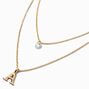Bridesmaid Multi Strand Initial Pendant Necklace - A,