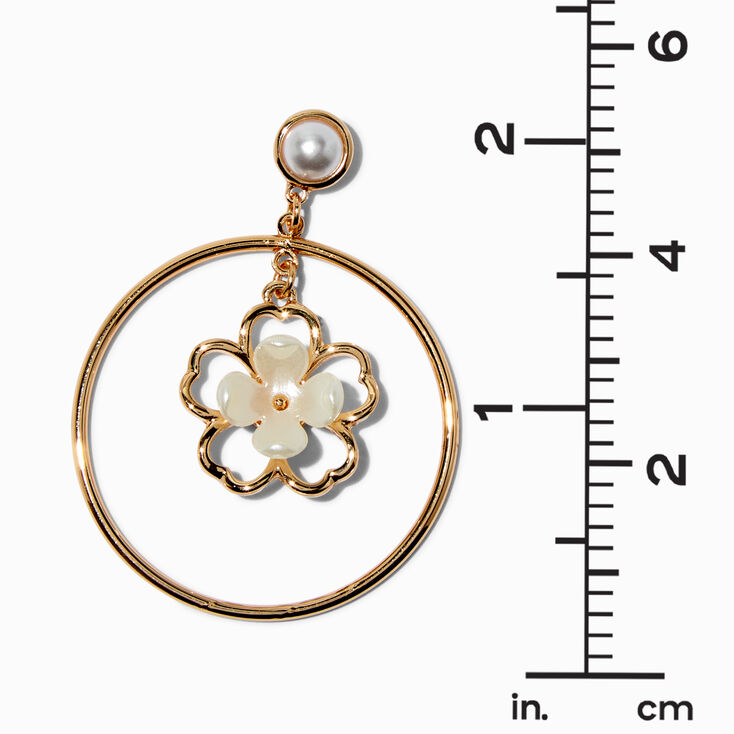 Pearl Flower Gold-tone 2&quot; Drop Earrings,
