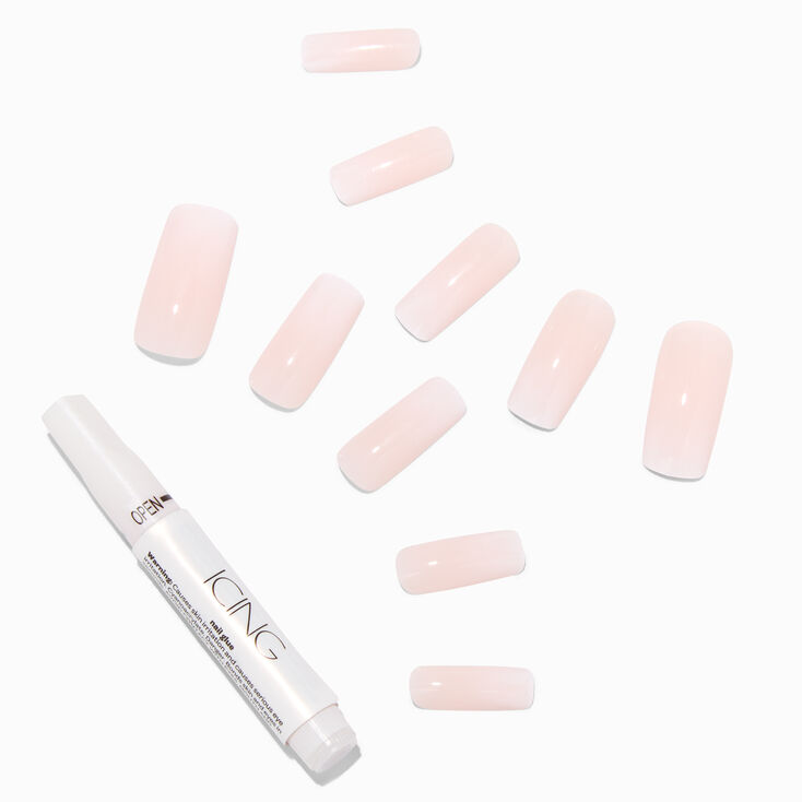 French Ombre Long Square Vegan Faux Nail Set - 24 Pack,