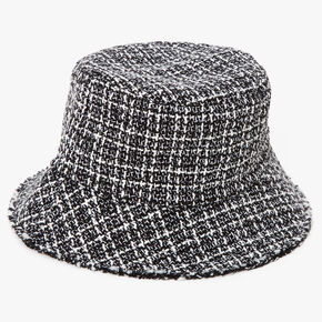 Black &amp; White Tweed Bucket Hat,