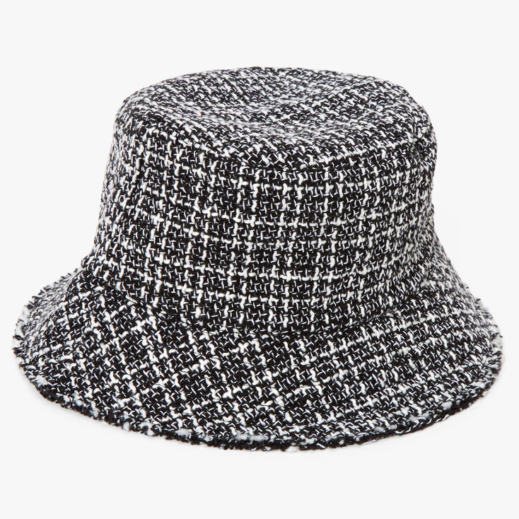 Black &amp; White Tweed Bucket Hat,