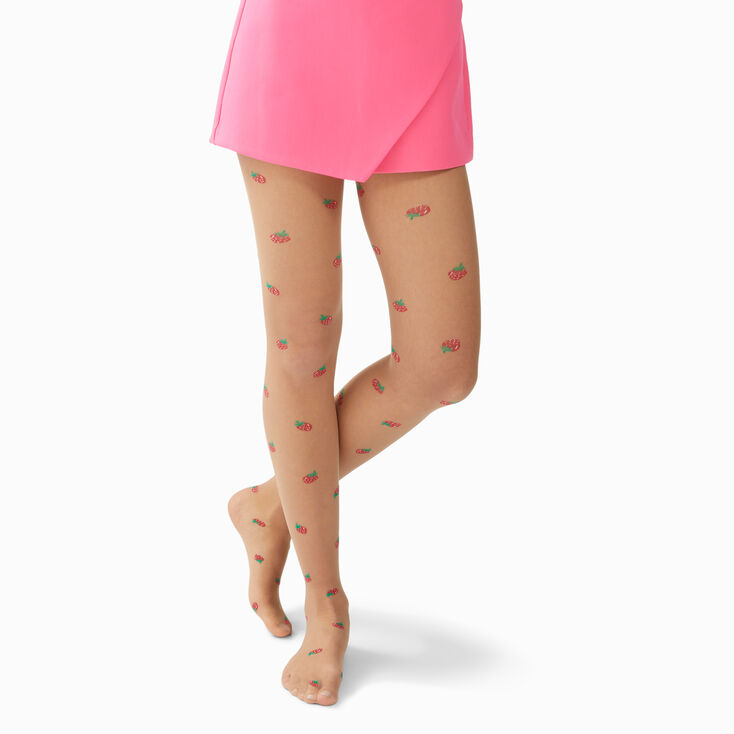 Red Strawberries Tan Tights - M/L,