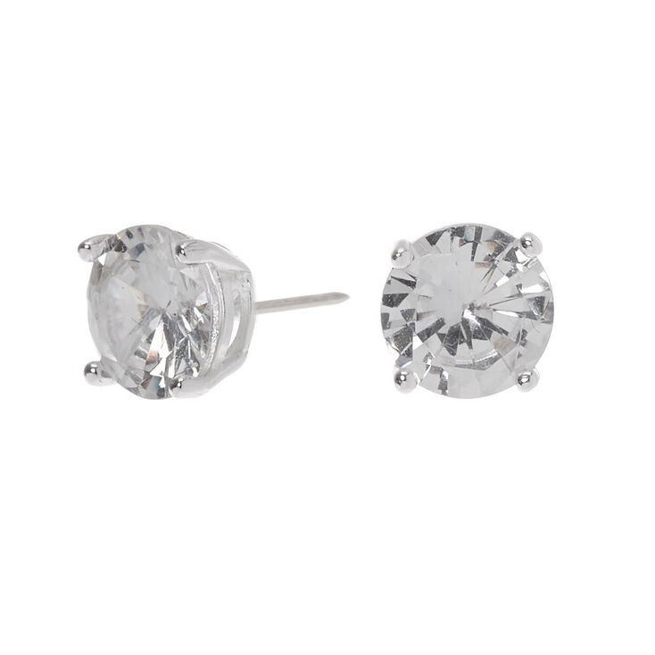 Sterling Silver Cubic Zirconia Round Stud Earrings - 7MM | Icing US