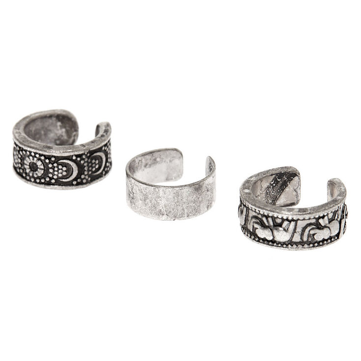 Silver Elephant Moon Ear Cuffs - 3 Pack,