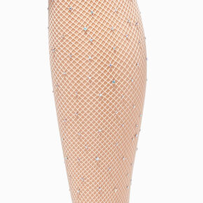 Rhinestone Nude Fishnet Tights - Size M/L,