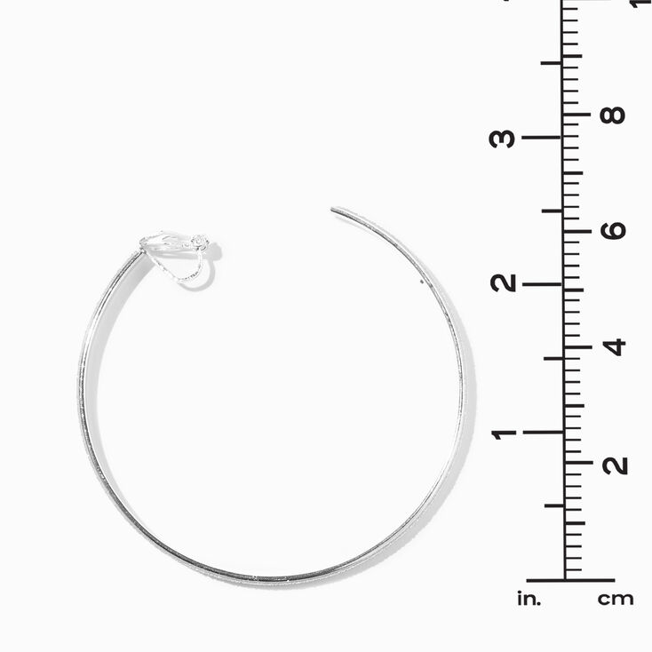 Silver-tone 60MM Glitter Thin Clip-On Hoop Earrings,