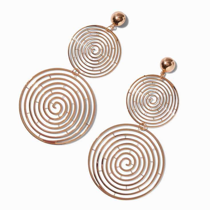Gold-tone Triple Spiral 4&quot; Drop Earrings,