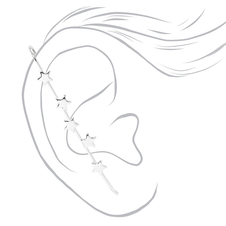 Silver Star Ear Pin Cuff,