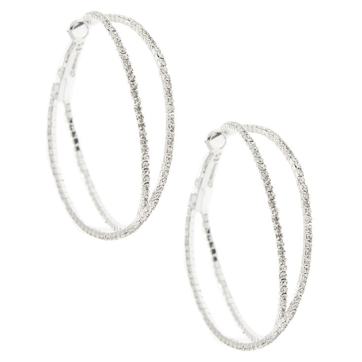 Criss Cross Stone Hoop Earrings,