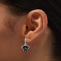 Black Heart Silver-tone Crystal 0.75&quot; Drop Earrings,