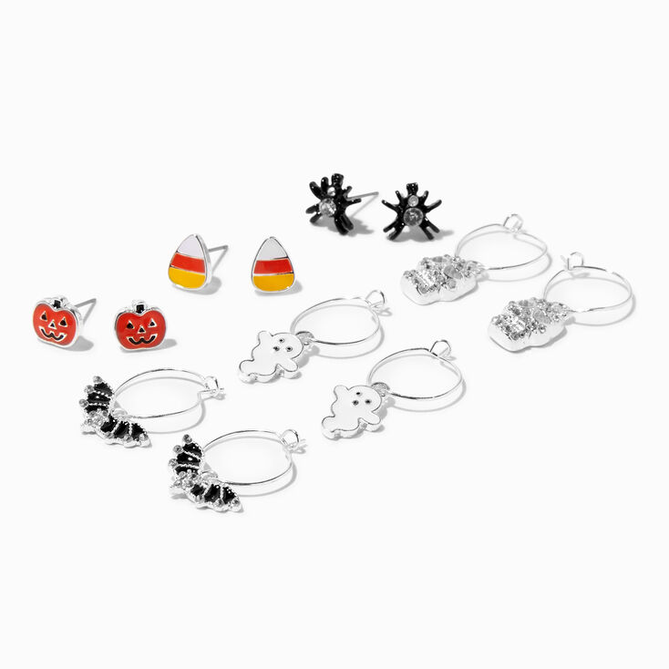 Halloween Enameled Icons Studs &amp; Hoops Earring Set - 6 Pack,