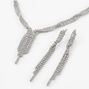 Silver Twisted Fringe 16&quot; Necklace &amp; 3&quot; Drop Earrings Jewelry Set - 2 Pack,