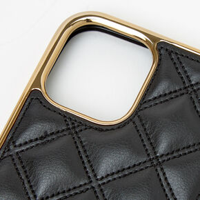 Black Quilted Phone Case with Gold Chain - Fits iPhone&reg; 12 Mini,