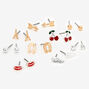Mixed Metal Tiny Icons Stud Earrings - 9 Pack,