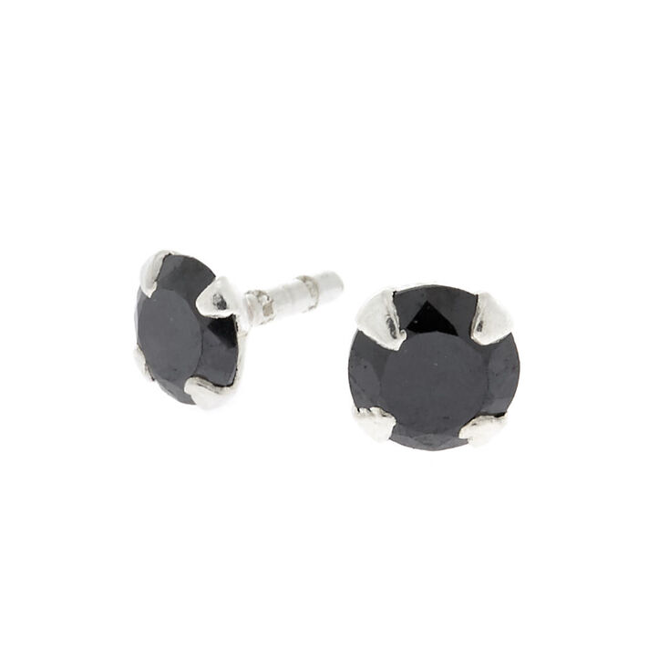 Cubic Zirconia 16G Stone Labret Stud - Black,