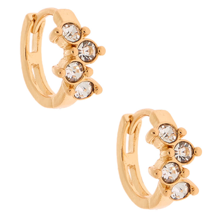 Gold 10MM Fancy Embellished Huggie Hoop Earrings,