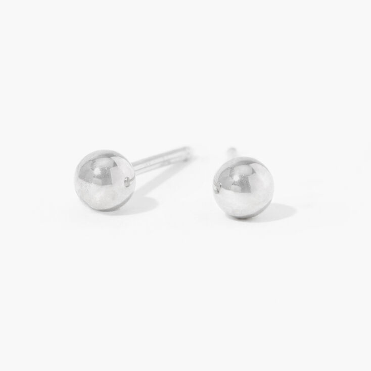 14kt White Gold 3mm Ball Studs Ear Piercing Kit with Ear Care Solution