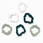 Shades of Green Skinny Silky Hair Scrunchies - 6 Pack,