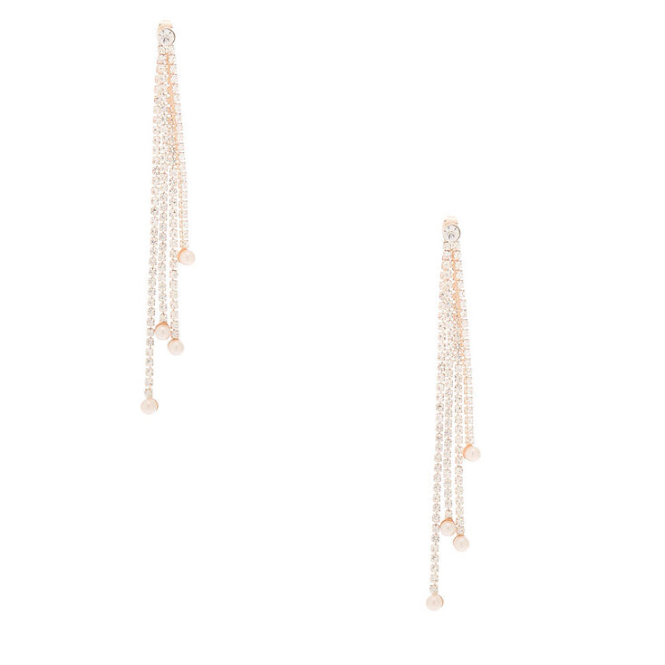 Rose Gold Rhinestone 3.5" Linear Ear Jackets,