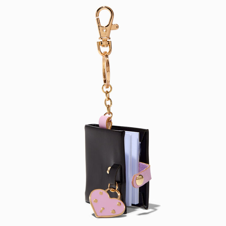 Purple Heart Charm Black Mini Diary Keychain,