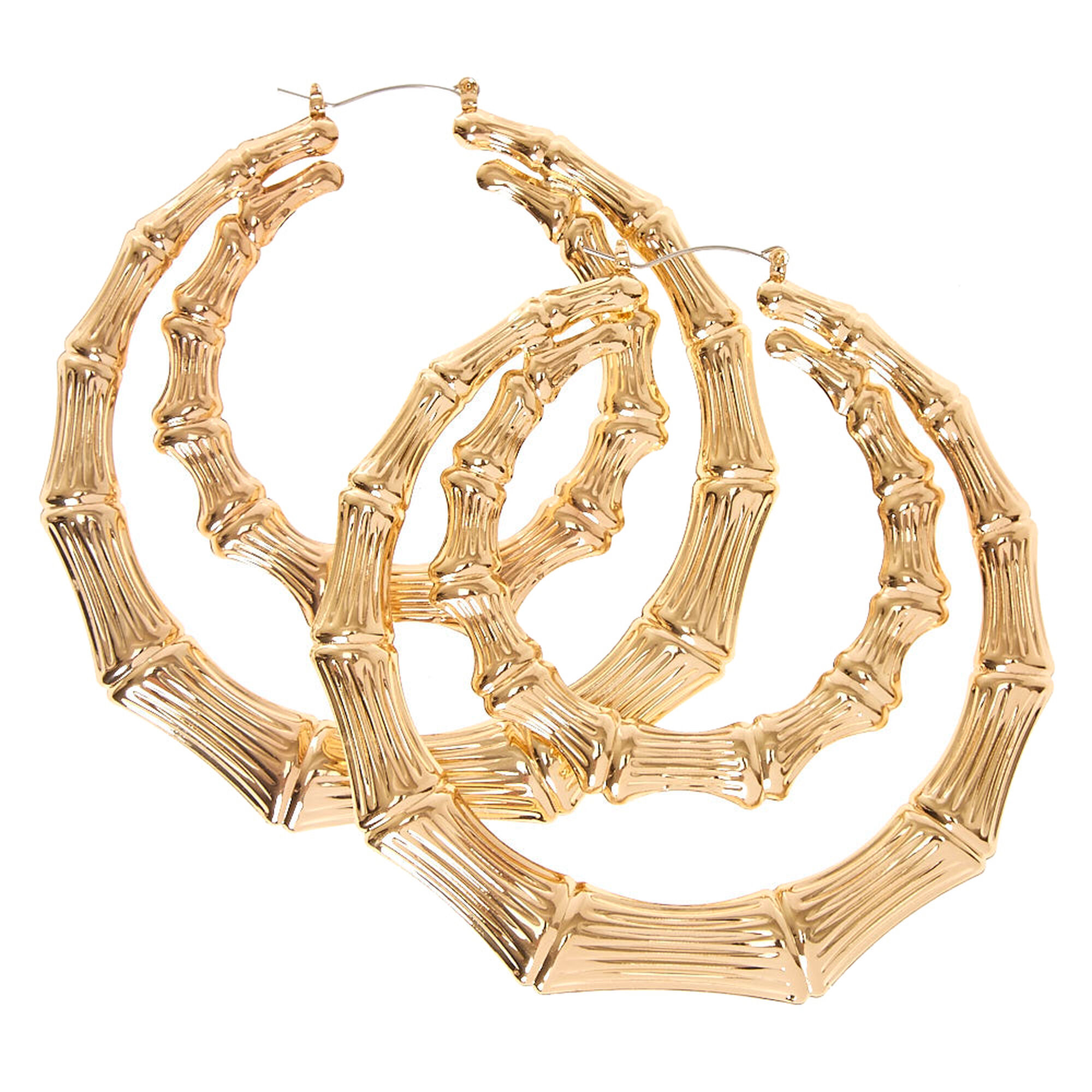 Gold Tone Double Bamboo Hoop Earrings Icing Us Gold Tone Double Bamboo Hoop Earrings