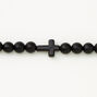 Black Matte Cross Beaded Stretch Bracelet,