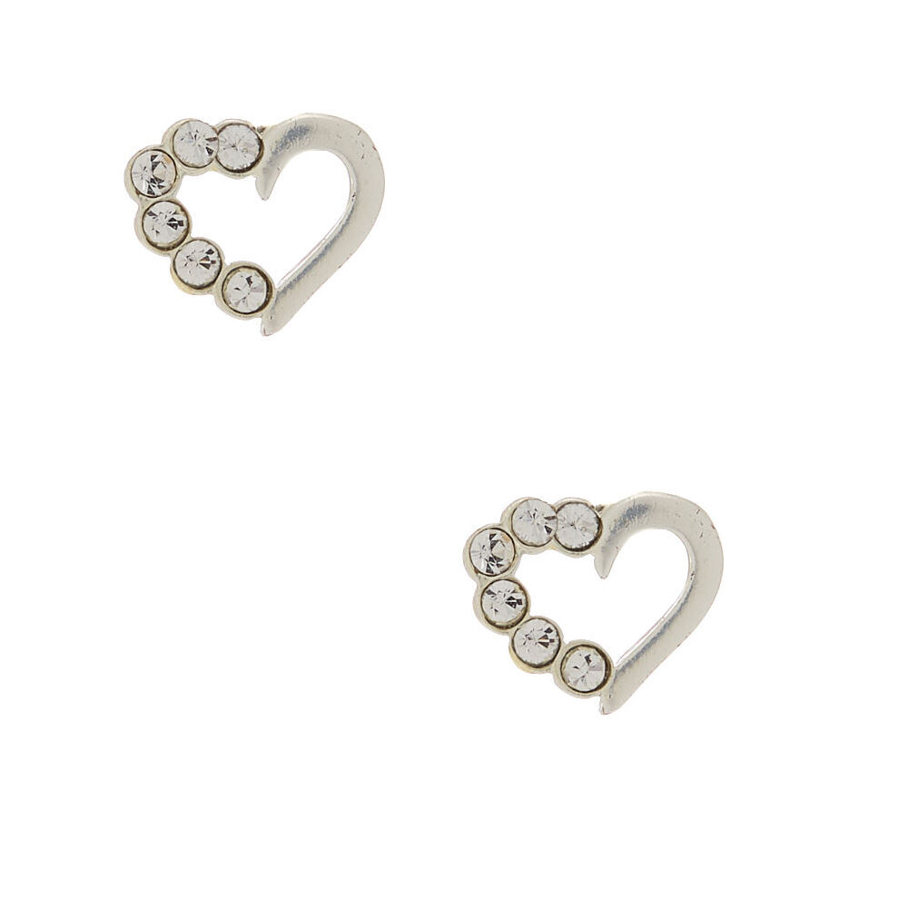 sterling silver heart stud earrings