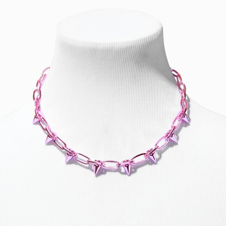 Pink Spike Paperclip Chain Necklace,