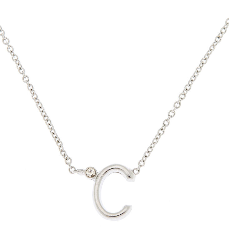 Silver Initial Necklace - C,