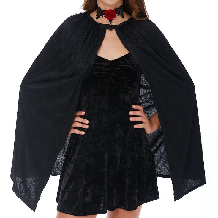 Velvet Lace Cape - Black,